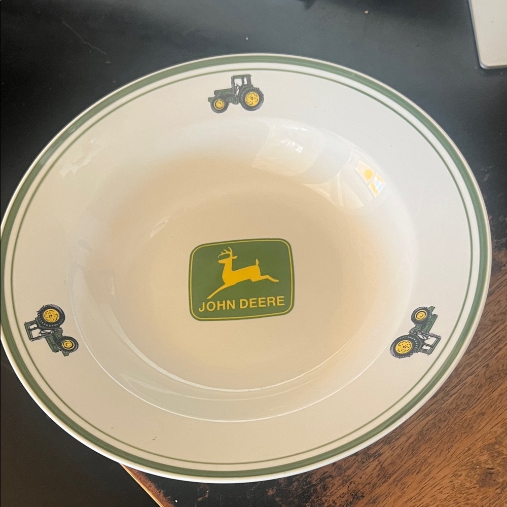 John Deere Green and White Dinnerware Bowl